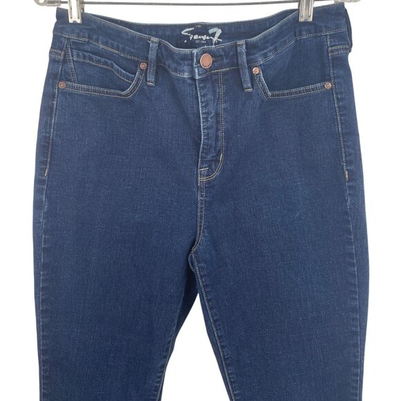 Seven7 Jeans Womens Size 12 Blue Dark Wash High Rise Skinny Stretch Five Pocket - Picture 3 of 8